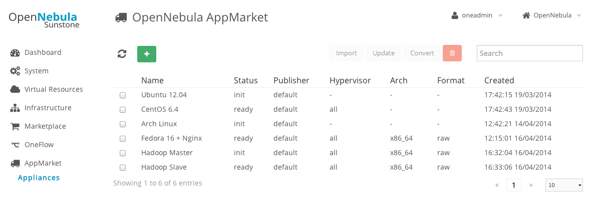 list_appliance_from_sunstone