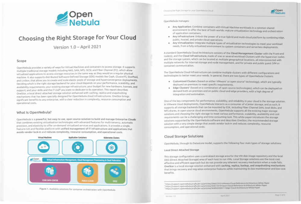 Choosing the Right Storage for Your Cloud by OpenNebula