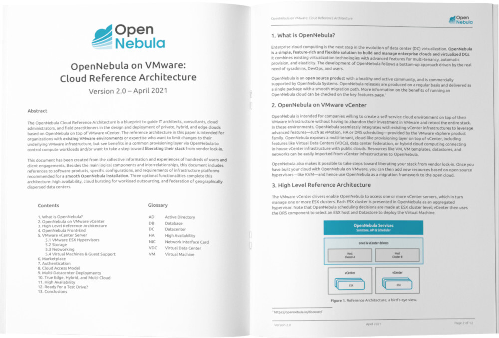 OpenNebula VMware Cloud Reference Architecture - White Paper