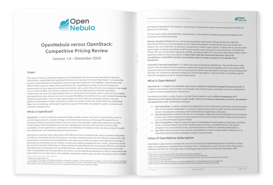 OpenNebula vs OpenStack Pricing Review