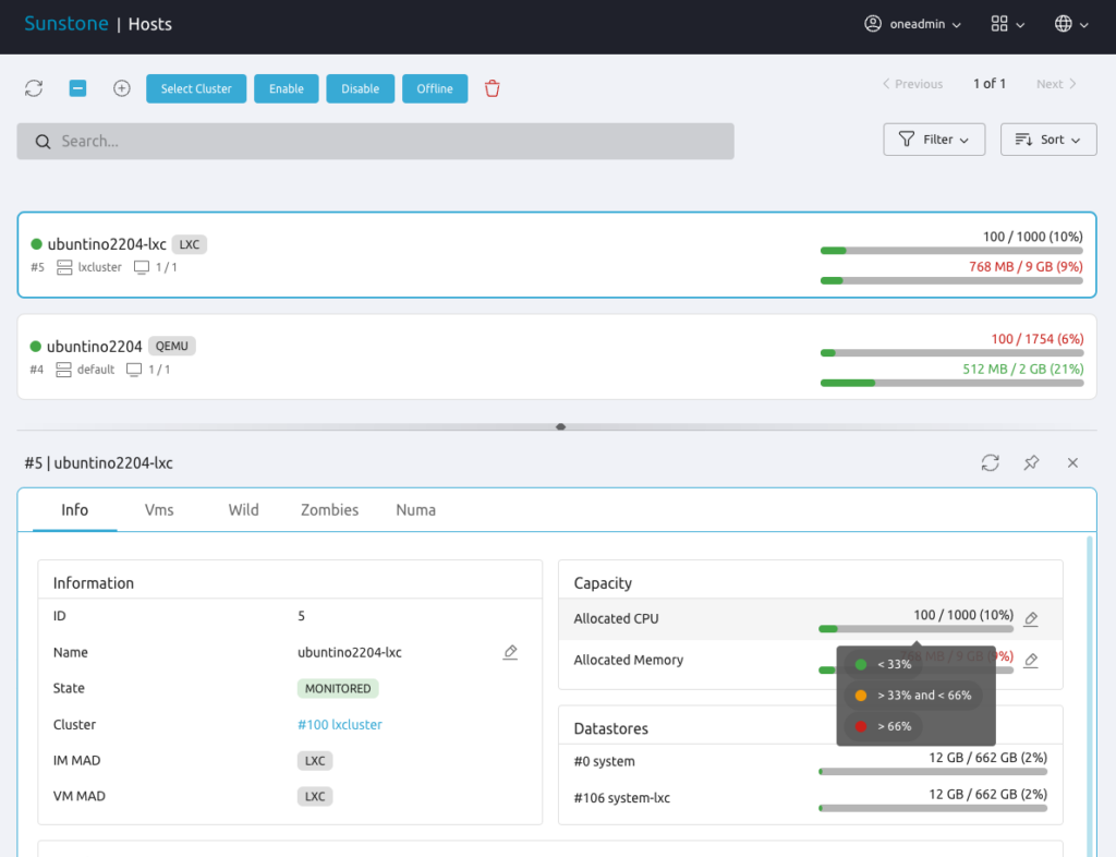 OpenNebula Feature Screenshot